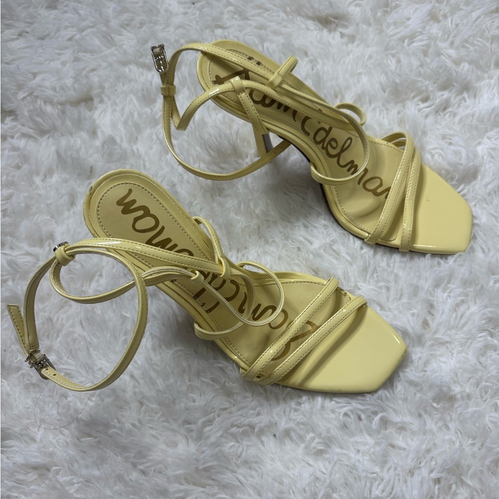 Sam Edelman Yellow Strappy Square-Toe Heels size 38